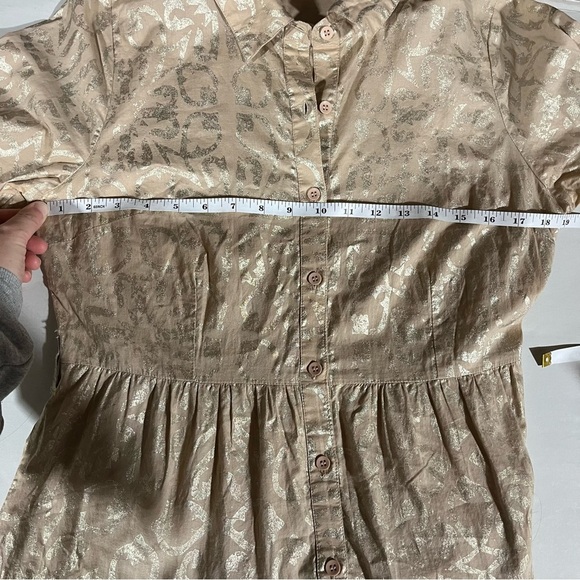 Soft Surroundings Shimmering Tan Long Sleeve Dress 12P - Picture 8 of 10